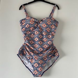 Boden Swim Sorrento one piece in Lapis/Orange Scribble US10